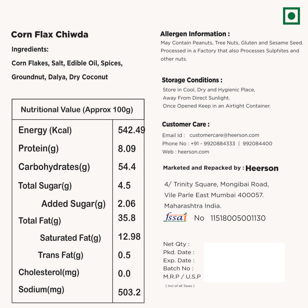 Heerson Cornflakes Chivda. Festive Indian snack.