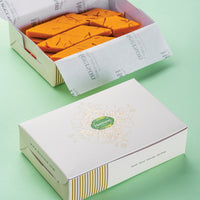 Heerson Kesar Kaju Katri. Premium saffron cashew fudge.