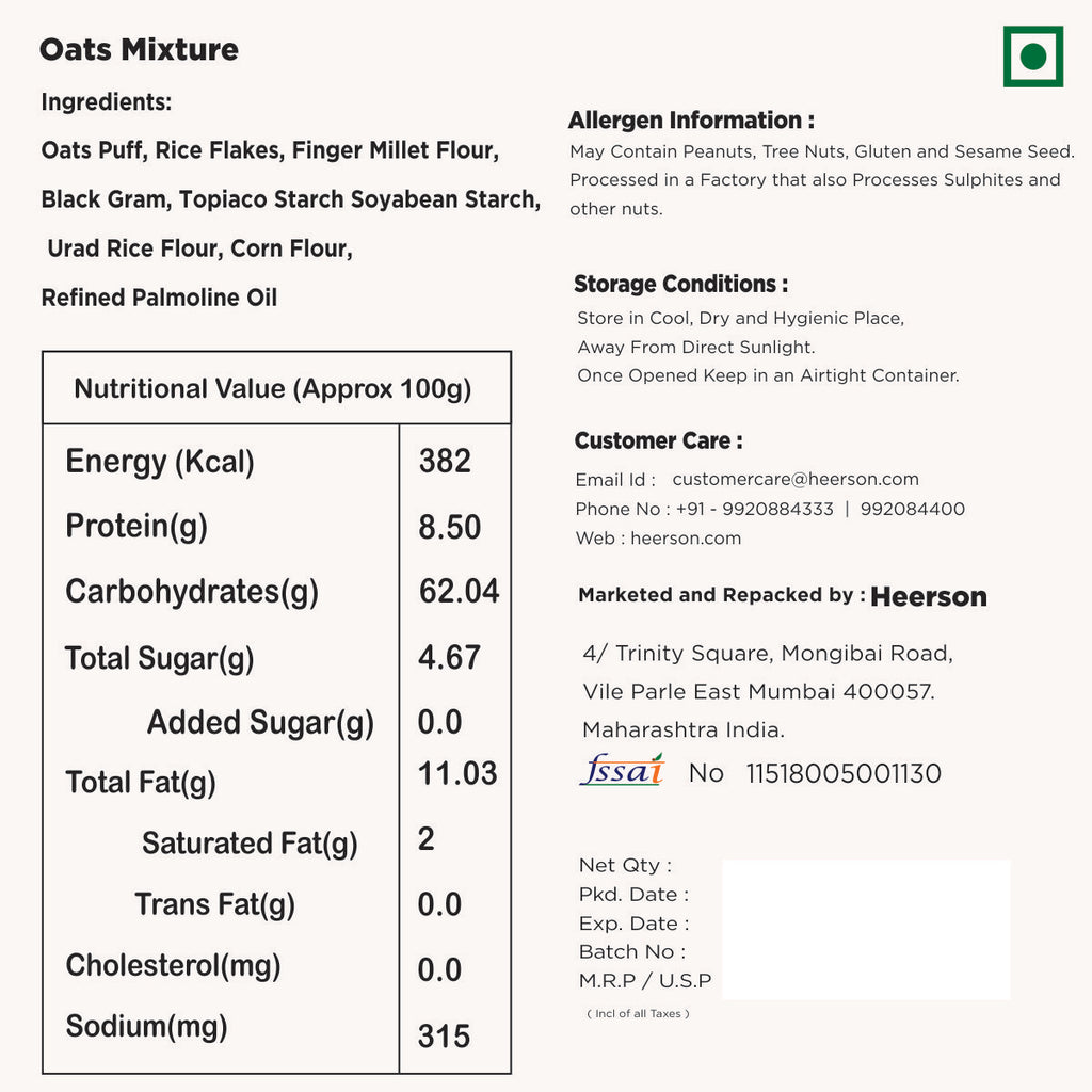 Heerson Lite Oats Chiwda. Traditional Indian snack.
