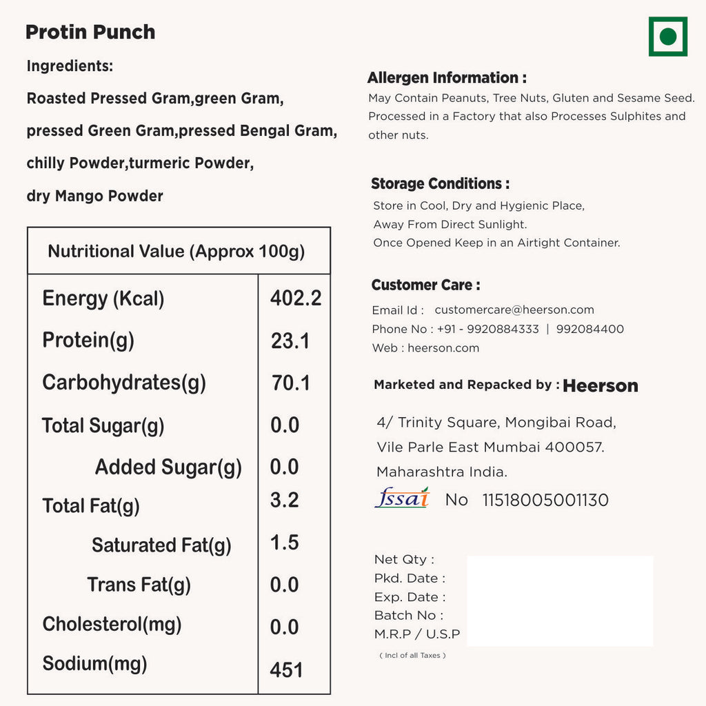 Heerson Low-Cal Protein Mix. Traditional Indian snack.