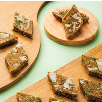 Heerson Malai Kaju Katri. Pistachio-adorned katri.