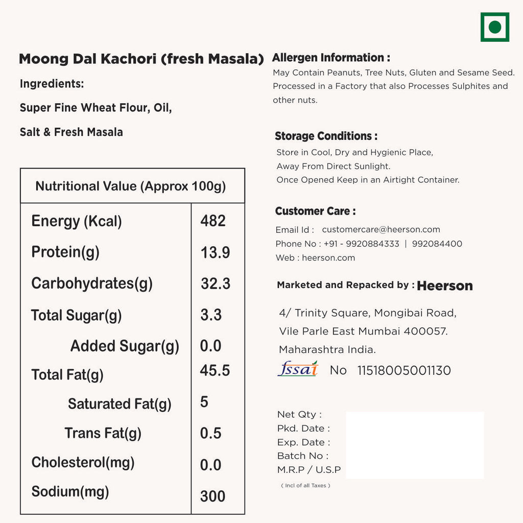 Heerson Moong Dal Kachori. Traditional Indian snack.