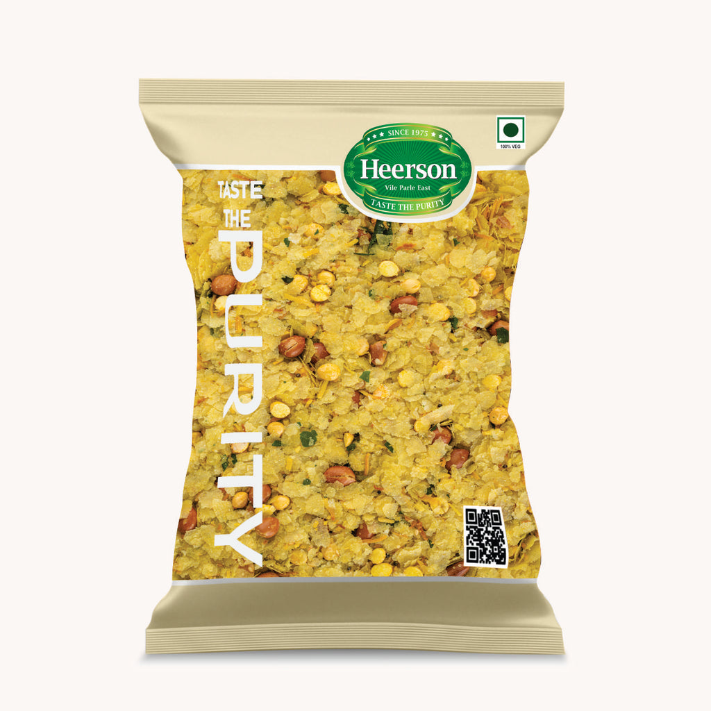 Heerson Nylon Poha Chiwda. Premium flattened rice snack.