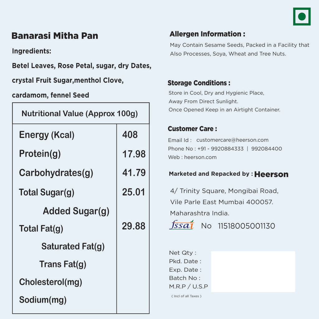 Heerson Paan Mukhwas with Betel Leaves and Rose Petals.