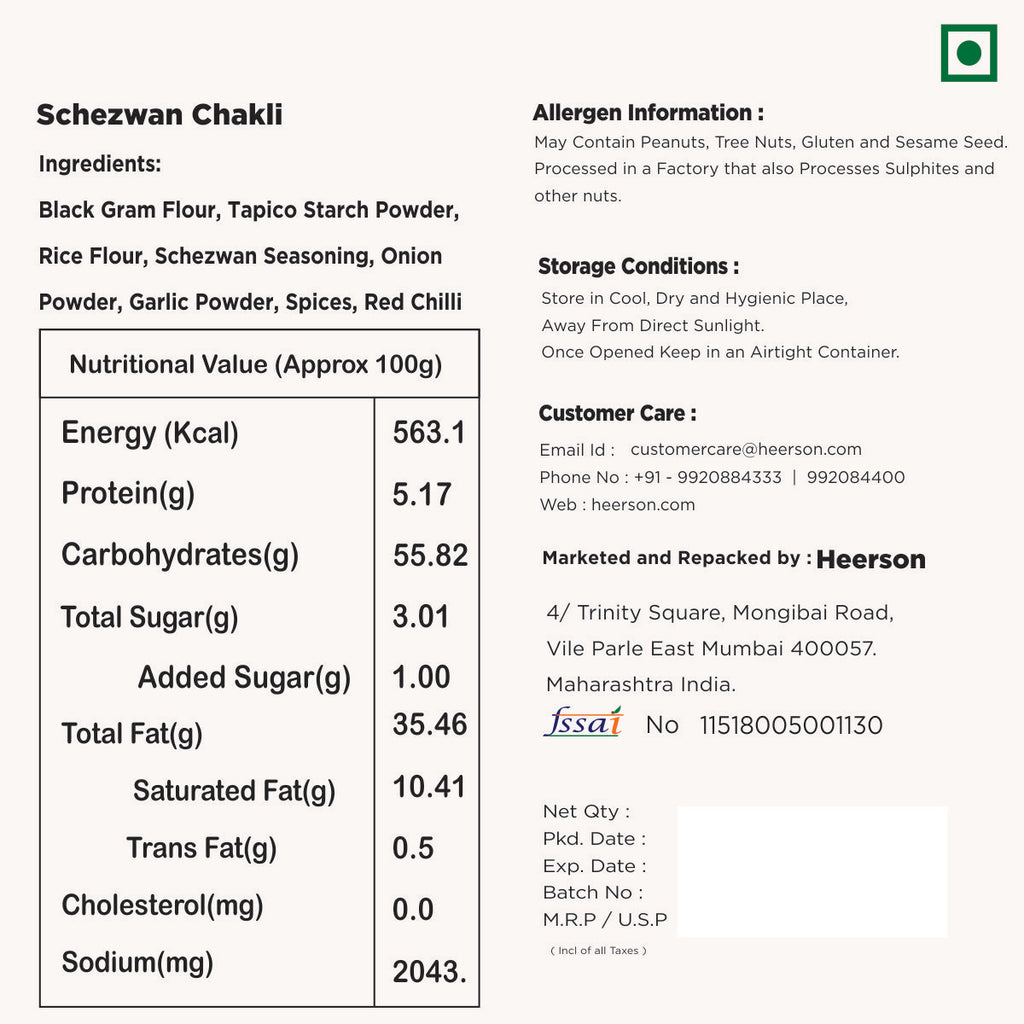 Heerson Schezwan Stick. Traditional Indian snack.