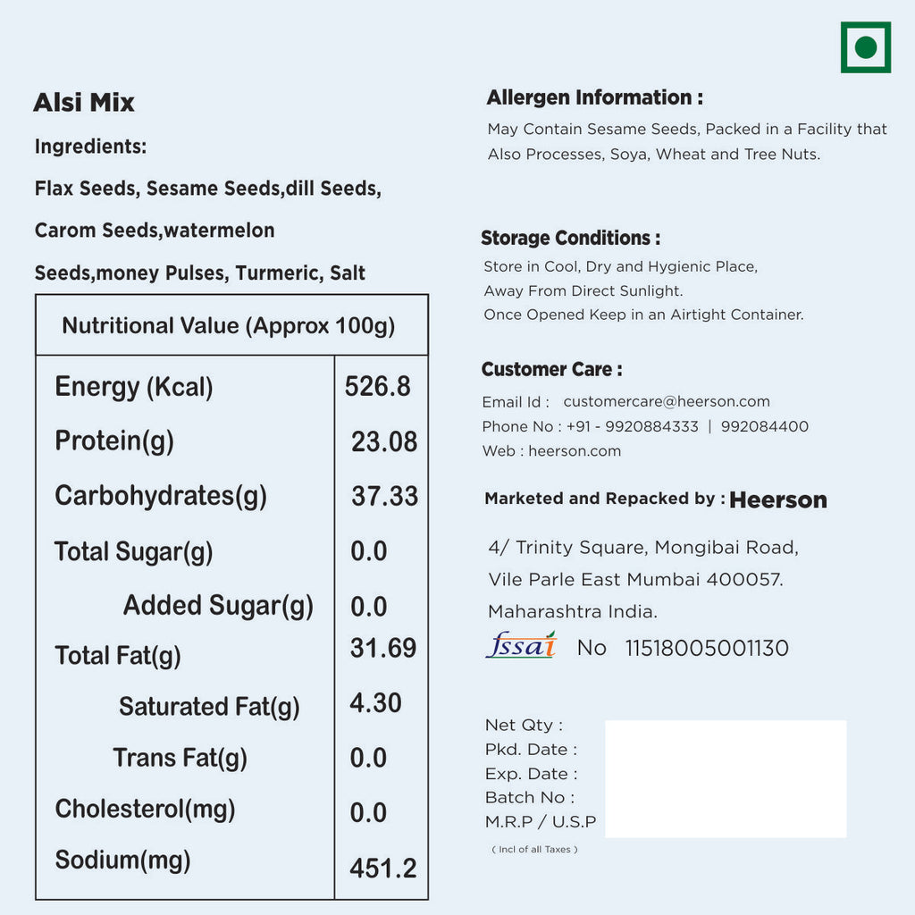 Sugar-Free Alsi Mix with Flax. Ajwain. Dill & Pumpkin Seeds.