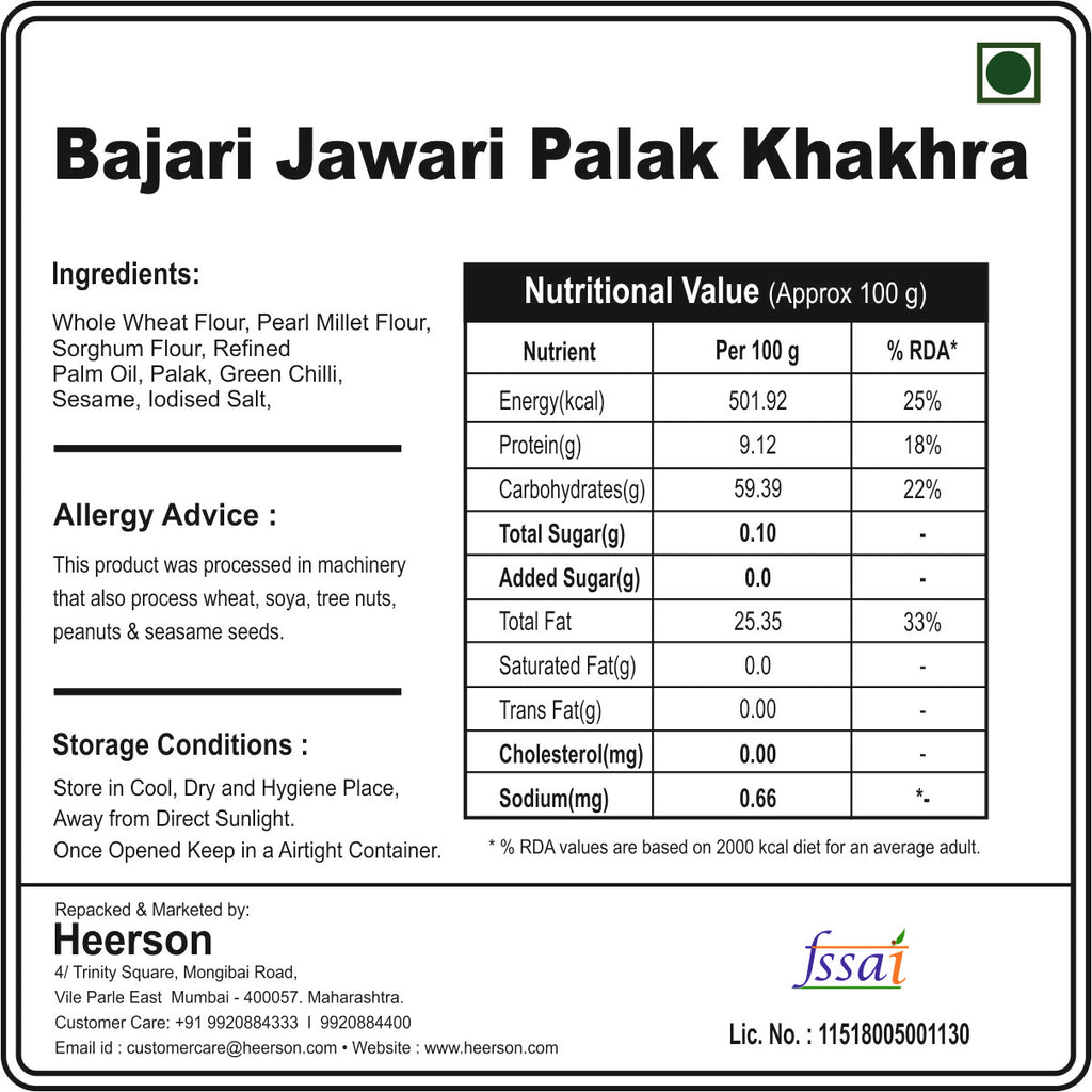Bajari Jawari Palak Khakhra