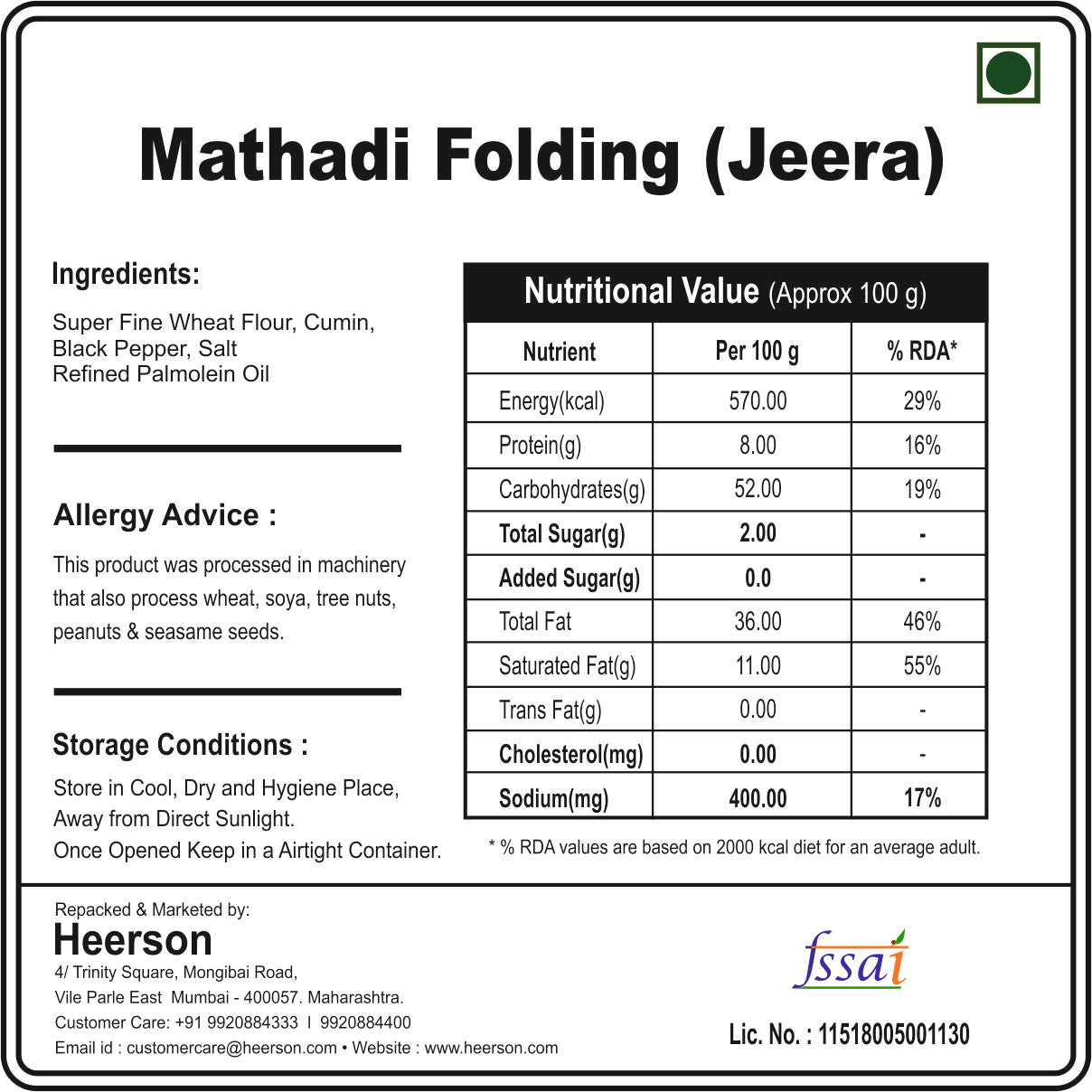 Mathadi Folding (Jeera)