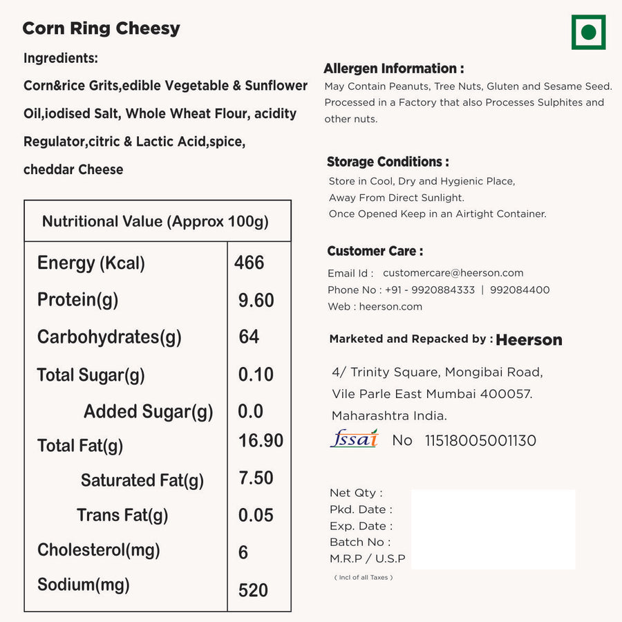 Heerson Cheese Ring. Savory corn ring snack_mumbai