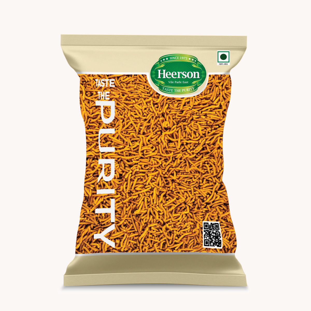 Heerson Garlic Sev. Premium spicy chickpea snack.
