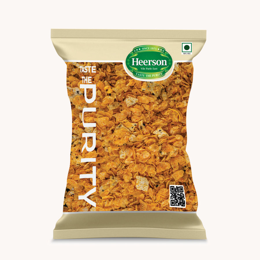 Heerson Lite Papad Chiwda. Premium low-calorie snack.
