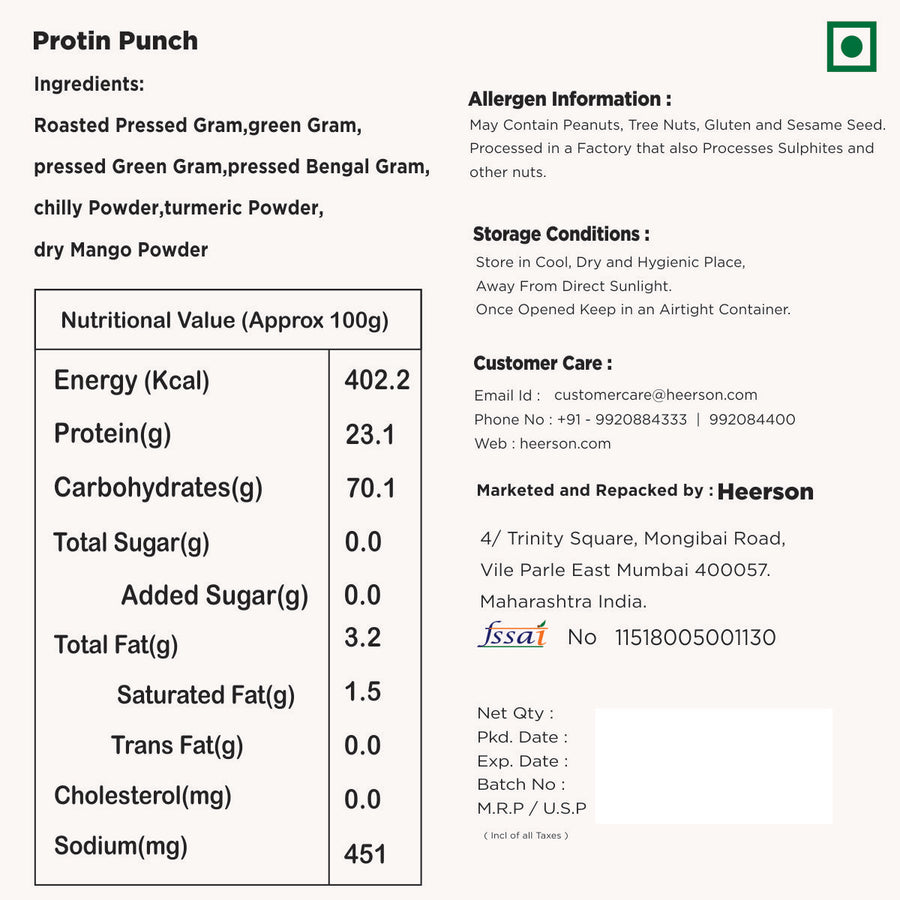 Heerson Low-Cal Protein Mix. Traditional Indian snack.
