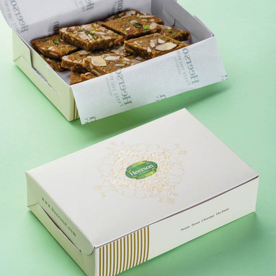 Heerson Malai Kaju Katri. Premium cashew milk fudge.
