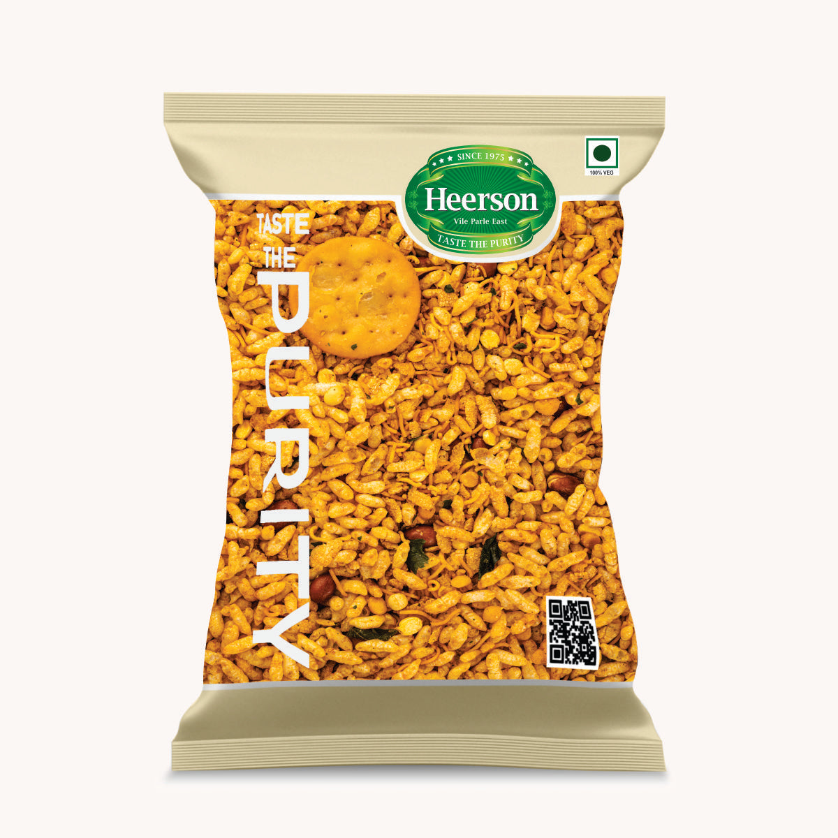 Heerson Masala Bhel. Premium low-calorie snack.
