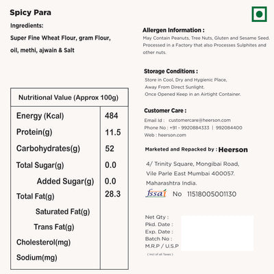 Heerson Masala Para. Superfine wheat flour and spices blend.
