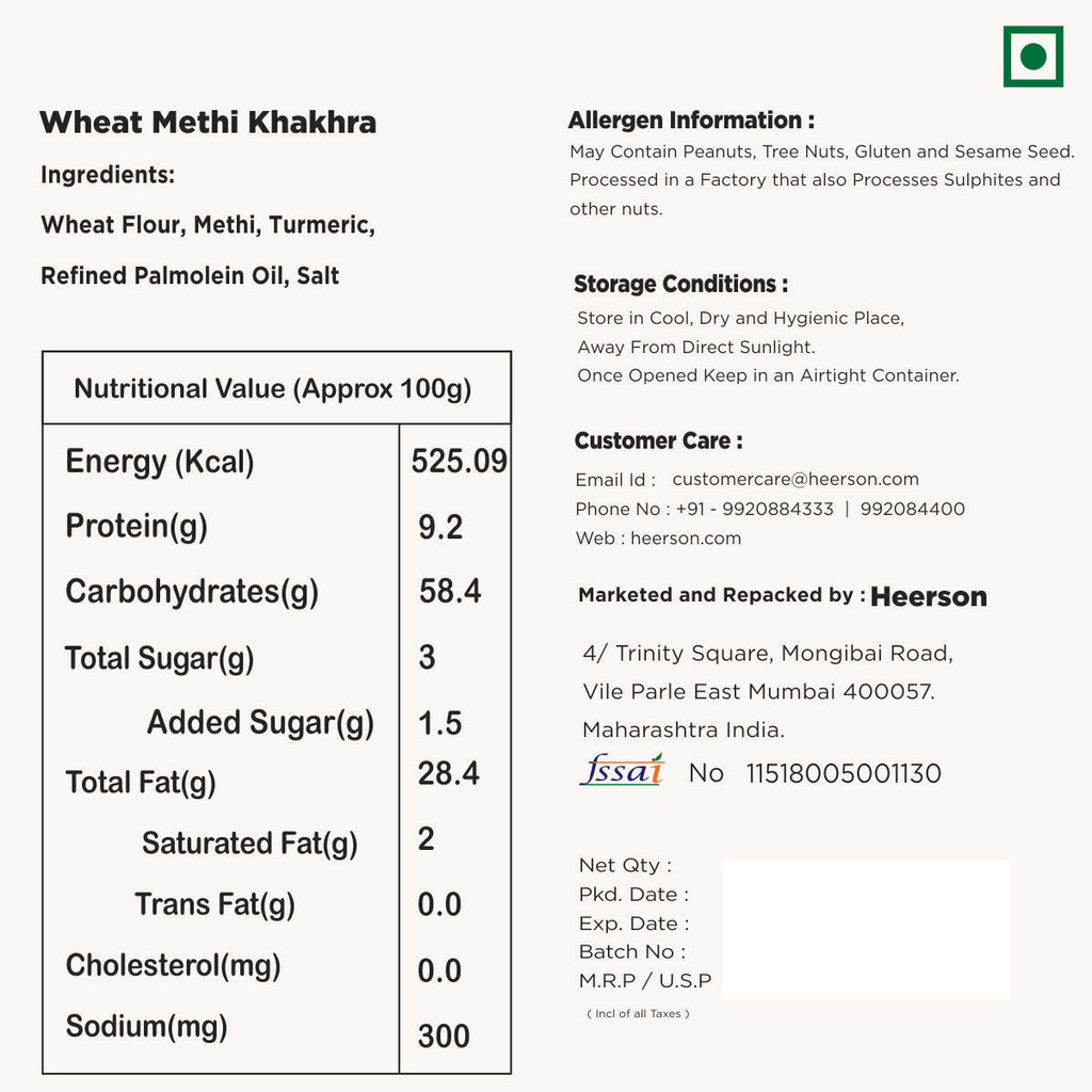Heerson Methi Khakhra. Thin crispy khakhra flavour.
