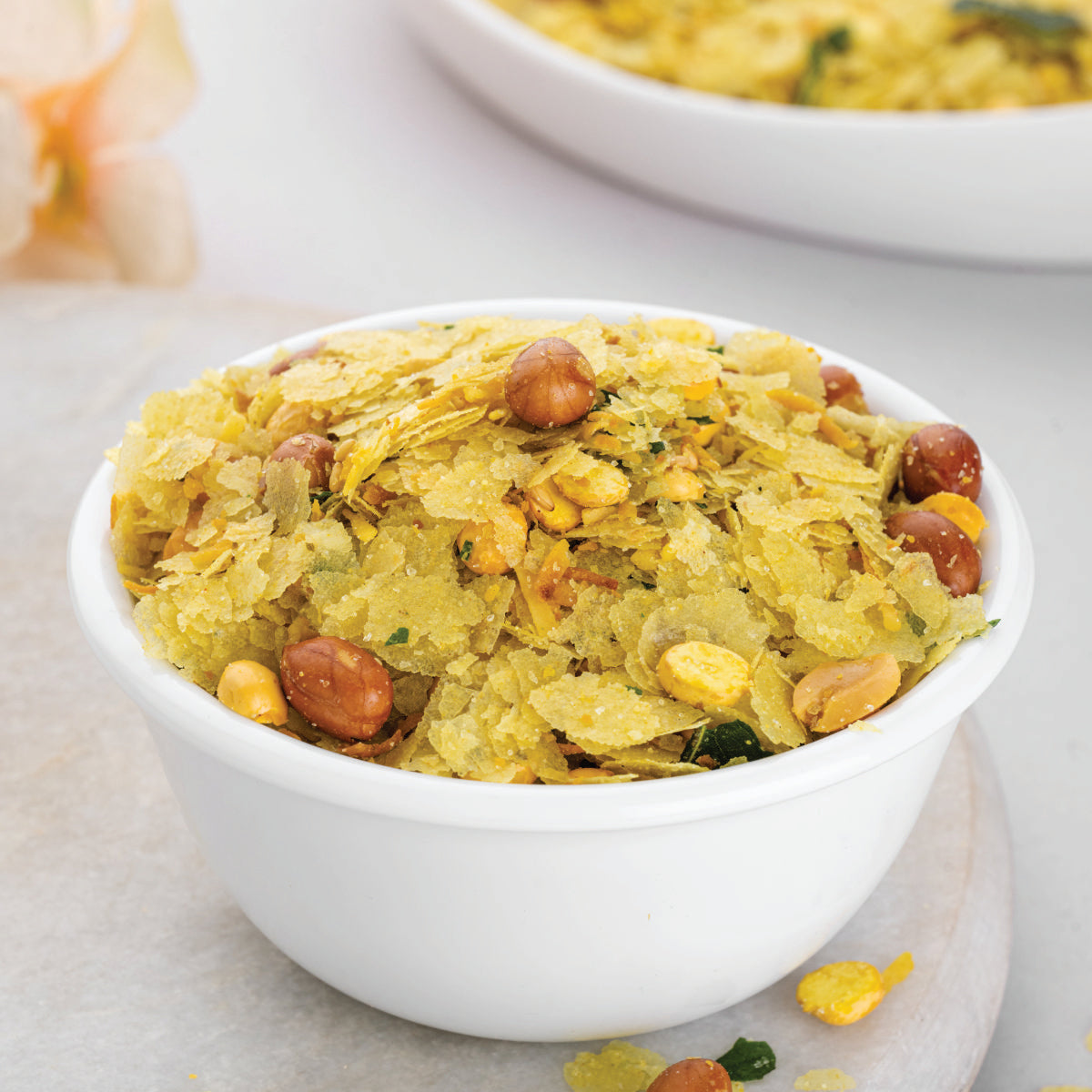 Heerson Nylon Poha Chiwda. Flattened rice flakes and peanuts blend.
