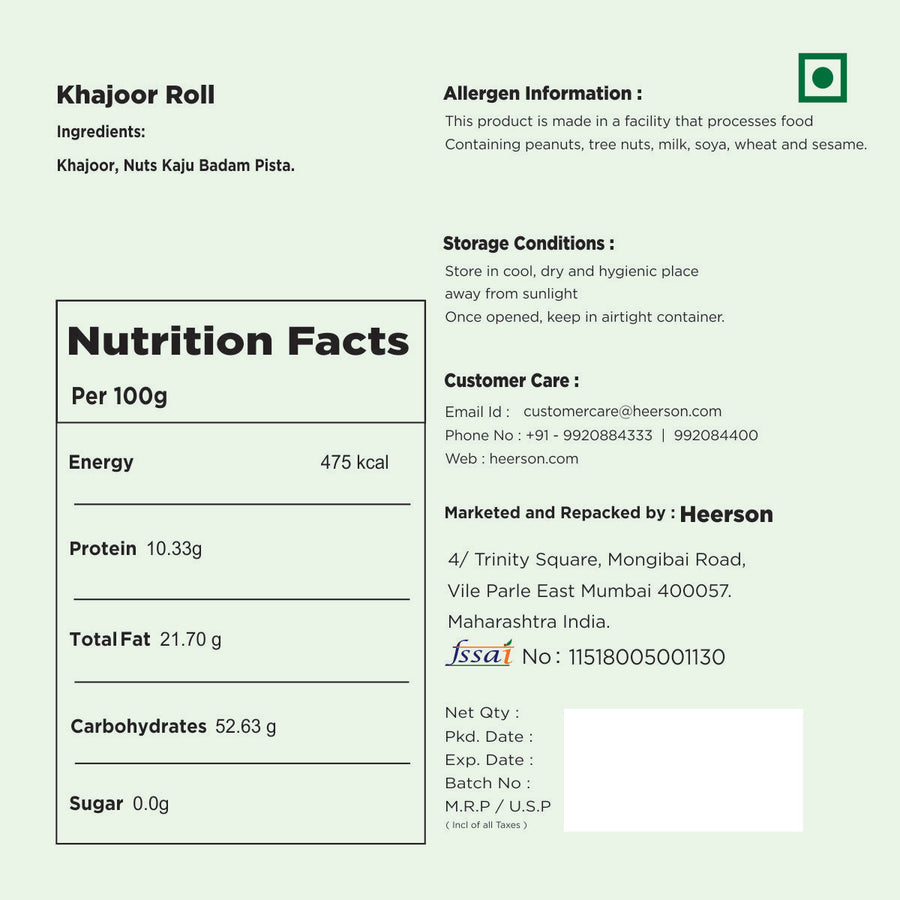 Khajoor-Roll-nutrition-order-mithai-sweets-online