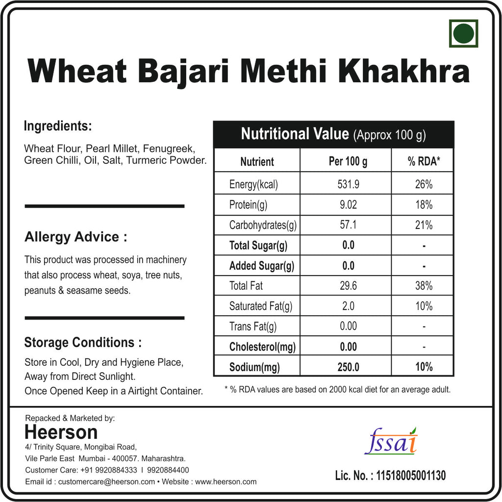 Wheat Bajari Methi Khakhra