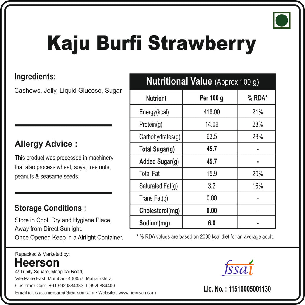 Kaju Burfi Strawberry
